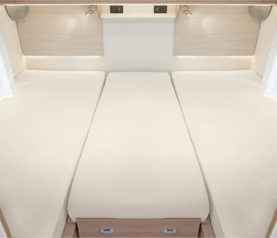 Produktbild von Bettwaren-Shop Wohnmobil Wohnwagen Heckbett Spannbetttuch-Set 3-teilig 2 Längsbetten + Mittelteil sand