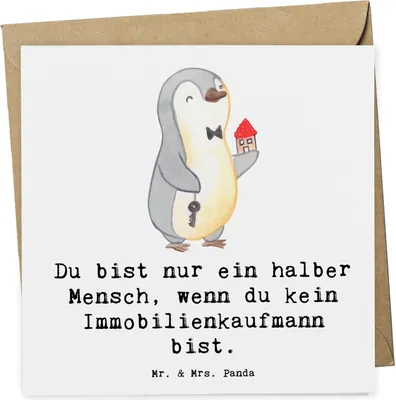 Produktbild von Mr. & Mrs. Panda Grußkarte Immobilienkaufmann Herz - Weiß - Geschenk, Immobilienmakler, anlasskarte, faltkarte, Ausbildung, Glückwunschkarte, Spruch, Lustig, Klappkarte