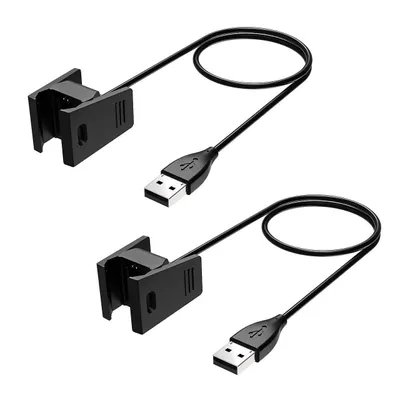 Produktbild von Case2go - Ladegerät geeignet für Fitbit Charge 2 - 2er-Pack - 1 Meter - TPE - Schwarz