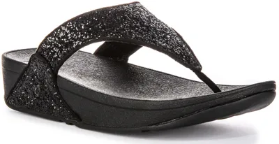 Produktbild von FitFlop Lulu Glitter Toe - Thongs PolyurethanGlitter  Teenslippers - Zwart - Maat 36