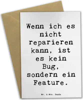 Produktbild von Mr. & Mrs. Panda babykarte Spruch Feature Charme - Weiß - Geschenk, Beruf, Programmierer, hochzeitskarten, Softwareentwickler, osterkarte, Berufsliebe, dankeskarten, Bug