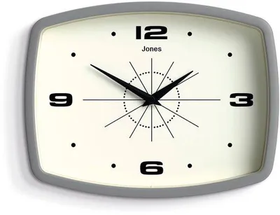 Obrázek produktu pro Šedé retro nástěnné hodiny, 25 cm, design MidCentury