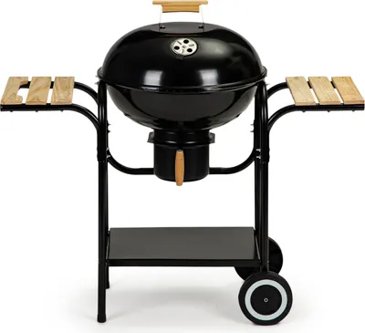 Produktbild von Mobiler Runder Holzkohlegrill mit Verchromtem Rost und Abdeckung – Ideal für Gartenpartys, Terrassen-Events und Outdoor-Abenteuer
