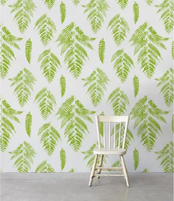 Produktbild von Coloray Fototapete 290x290 cm Vlies-Fototapete - Lime Farn verlässt Verzierung mit Blumen