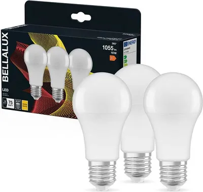 Obrázok produktu pre 3 x Bellalux LED žiarovky A60 10W = 75W E27 matné 1055lm teplá biela 2700K