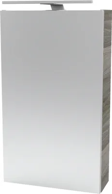 Produktbild von Fackelmann LUXOR Spiegelschrank mit LED-Beleuchtung  Alibertschrank für Bad und Gäste-WC (40 x 68 x 15,3 cm)  SBC Badschrank mit Spiegel in Holz Grau  Tür links