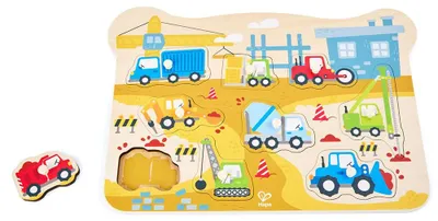 Image de Puzzle en bois Hape « Véhicules de chantier » - Jouets éducatifs pour enfants
