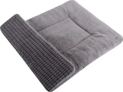 Produktbild von Famanu Hunde-Bettmatte - Plüsch und Maisvelours - Waschbar - Grau - 61 x 41 cm
