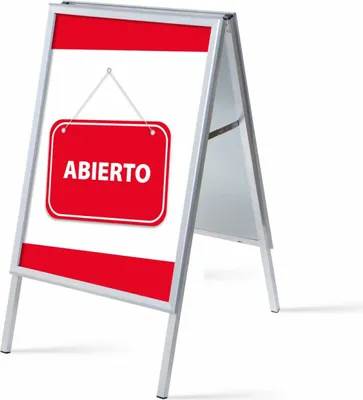 Produktbild von Showdown Kundenstopper - DIN A1 - Komplett-Set - Abierto Rot Spanisch - Rot/Schwarz