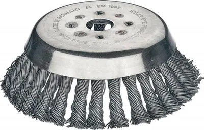 Image de Lessmann Kegelbürste gezopft 155 mm Aufnahme 25,4 mm, aus Stahldraht hochfest