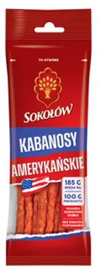 Obrázek produktu pro Kabanosy amerykańskie z wieprzowiny Sokołów 100 g