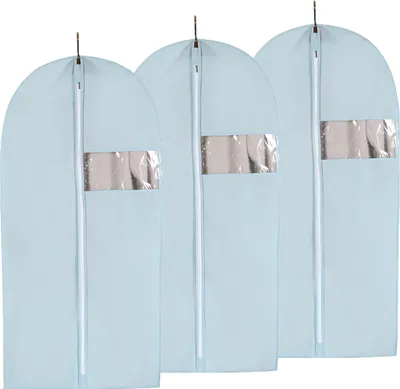 Produktbild von 3 Stück Kleidersack für die Aufbewahrung mit Reißverschluss für den Jacke Mantel Kleider Abendkleider Anzug, Farbe: Blau,Größe: 60*100 cm