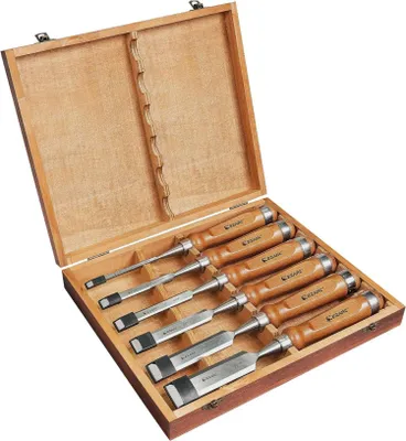 Produktbild von EZARC Stechbeitel Set Holz 6-teilig Holzarbeiten Anfänger Profis - Holzmeisel