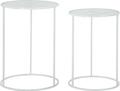 Image de FURNLUX Table basse Coppia Blanc 43cm (2 pièces) / Couleur principale : Blanc / Dimensions : 43 x 60 x 43 cm