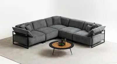 Zdjęcie produktu dla Kanapa z tkaniny narożnik do salonu nowoczesna sofa narożnik w kształcie litery L szary