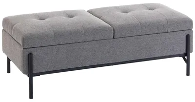 Obrázek produktu pro Lavice na úložný prostor na prádlo s dvěma přihrádkami, 117 x 50 x 44 cm