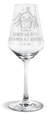 Produktbild von Mr. & Mrs. Panda Weinglas Spinne Agathe Brief - Transparent - Geschenk, Verliebt, Heiratsantrag, Weißweinkelch, Ich Liebe Dich, Liebespaar, wein glas, Weißwein, Treuetest