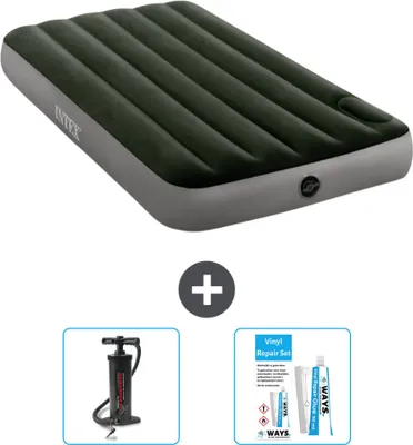 Zdjęcie produktu dla Łóżko powietrzne Intex - 1 osoba - 99 x 191 x 25 cm - Zielony - Pompka i zestaw naprawczy