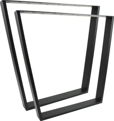 Produktbild von Natural Goods Berlin Möbelkufen V-FORM 55 cm, Tischkufen, Tischbeine, Tischgestell, Esstisch, Bank, Couchtisch, 75 cm x 72 cm, Schwarz, 2 Stück