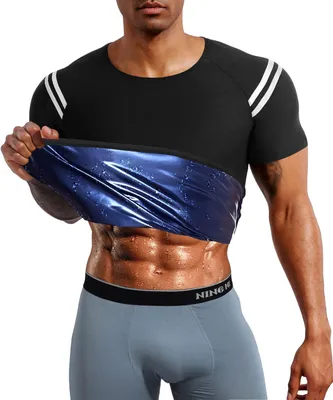 Produktbild von Herren-T-Shirt Sauna Figurformendes Trainings-Top aus Neopren Schwarz