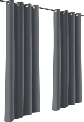 Immagine prodotto di Clanmacy set di 2 tende da esterno con occhielli tenda oscurante opaca giardino patio balcone grigio scuro 132 x 213cm