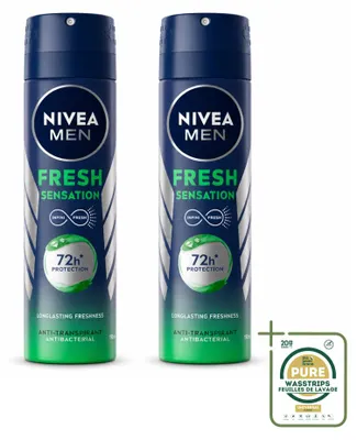 Image de 2 x Déodorant spray NIVEA MEN Fresh Sensation - 150 ml - Pack économique - 2 pièces