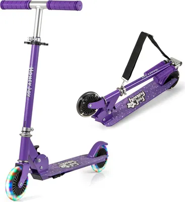 Produktbild von GOPLUS Scooter Kinder, 2-Rad-Roller mit blinkenden Rädern, verstellbarem Lenker & Hinterradbremse, klappbar Trickscooter für Kinder ab 3 Jahren, Lila