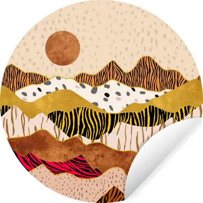 Produktbild von MuchoWow® Runde Wandtattoo - Wandsticker Tapete Aufkleber Tiger Druck - Pastell - Gold - Druck - Tiger - Abstrakt Ø 50 cm Selbstklebend und Repositionierbar - Wandaufkleber - Kreis - Wand Kreis - Wand Bild - Foto Tapete - Selbstklebende - Wohnzimmerdekoration - Wand Dekoration - Kinderzimmer