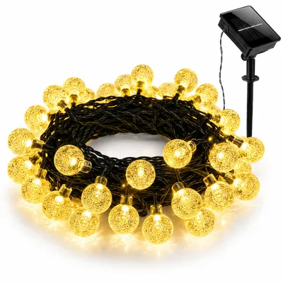 Produktbild von Solar Lichterkette Outdoor 5m 20 LEDs, Kristallkugeln, 2 Modi, Warmweiß, Auto On/Off, für Garten/Terrasse/Balkon/Weihnachten/Party Deko