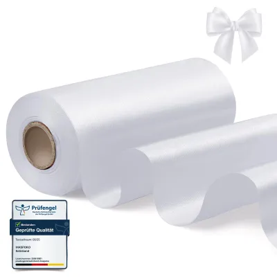 Productafbeelding van Satlintape - 15 cm breed - Voor knutselen en decoreren - Wit, 20 meter