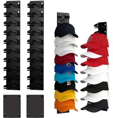 Kappenhalter 2er-Set, selbstklebend, für bis zu 20 Hüte, schwarz
