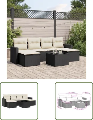 Produktbild von The Living Store 7-tlg. Garten-Sofagarnitur mit Kissen Schwarz Poly Rattan