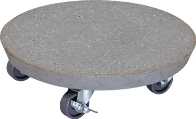 Produktbild von WAGNER Pflanzenroller STONE Ø 28 x 7,5 cm, außen & innen, Beton, Terrazzo dunkel, Bremsen, Tragkraft 100 kg - 20090101