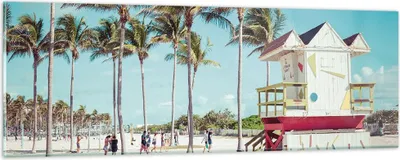 Produktbild von Bilder auf glas - Einteilig - Strand Miami Florida - 90x30cm - Glasbilder - Wandbilder - Bilder - zum Aufhängen bereit - Wanddekoration aus Glas - Glas Bilder - Wandbild auf Glas - GAB90x30-4332