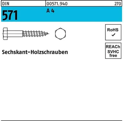Produktbild von Reyher  Sechskant-Holzschr. DIN 571 A 4 6 x 130 A 4 (100 Stück)
