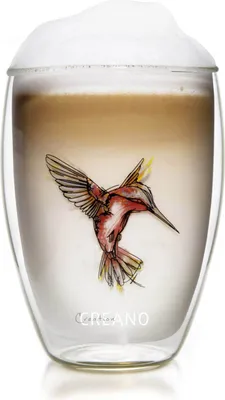 Produktbild von Creano Thermo-Glas Hummi, doppelwandiges Tee-Glas, Latte Macchiato, Thermobecher Kolibri | 250ml in exklusiver Geschenkbox, rot