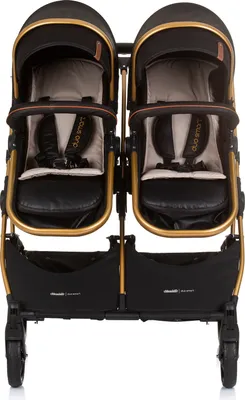 Produktbild von Chipolino Duo Smart Zusammenklappbarer Kinderwagen für 2 Kinder Obsidian Gold Schwarz