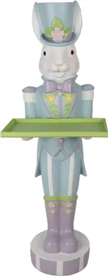 Produktbild von Clayre & Eef Dekorationsfigur Kaninchen 44x41x123 cm Weiß Blau Kunststoff