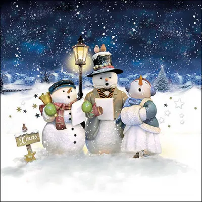Produktbild von Ambiente Serviette Singing Snowmen 20 Stück 33x33 cm Weihnachten Tischdeko