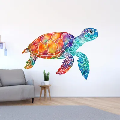 Regenbogen-Meeresschildkröte – Decords Wandtattoo, Produktansicht 1