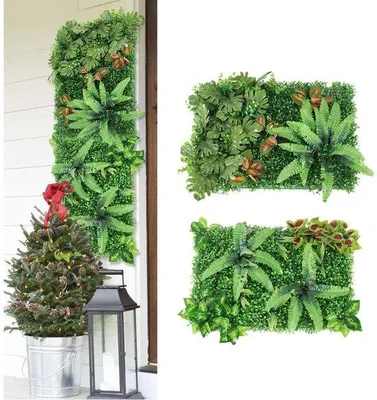 Produktbild von Vusddy is removed, Kunstmatige Planten Wandpanelen 60 x 40 cm - 2 Stuks Realistische Pflanzen Wanddekoration für Innen und Außen - Kunstliche Pflanzenpaneele mit Blättern für Wand, Balkon, Garten, Hochzeitsdekoration, Grün