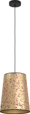 Produktbild von EGLO Hängelampe Castuera, 1-flammige Pendelleuchte über Esstisch, Esszimmerlampe aus Metall und Papier mit Rosenblüten, Hängeleuchte mit E27, Ø 30 cm