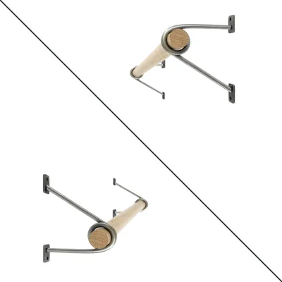 Produktbild von Natural Goods Berlin GARD PRENZLBERG, Halterung für Kleiderstange, Wandmontage, Wandgarderobe, Industrial, 12 cm, Rundstab Eiche 80 cm, 2 Stück