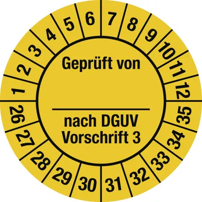 Produktbild von Dreifke® Prüfplakette ...DGUV Vorschrift 3, 2026-2035, Folie, Ø 30 mm,...