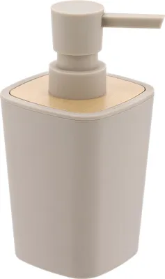 Produktbild von Beiger Seifenspender mit Bambuselementen CALMA, 380 ml
