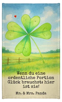 Produktbild von Mr. & Mrs. Panda Handtuch Blume Kleeblatt Design - Weiß - Geschenk, Gäste-WC, Neuanfang, Garten, Motivation, baumwolle, Glücksbringer, Umzug, Kleines, Gästetuch, Glück