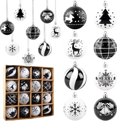 Obrázek produktu pro Vánoční ozdoby, 16 kusů, nerozbitné, bílé, velké zavěsné dekorace pro Vánoce a svátky