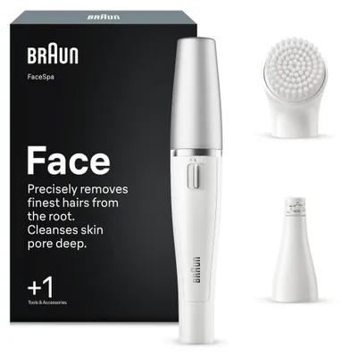 Image de Épilateur facial Braun FaceSpa + 1 tête de remplacement SE810, couleur : blanc/argent