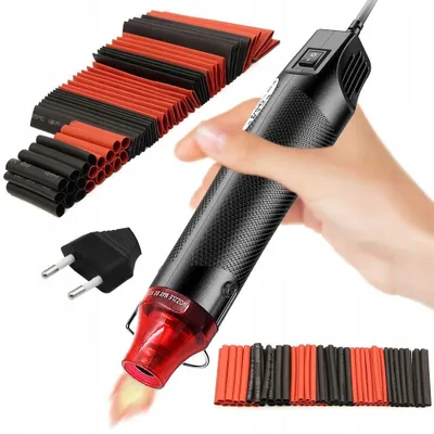 Produktbild von Rosfix Mini-Heißluftpistole 300W + Rosfix Schrumpfschlauch-Set 127-teilig in Organizer (Schwarz und Rot)