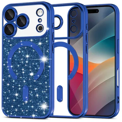 Produktbild von Techsuit – Luxury Glitter MagSafe Hülle für iPhone 17 Pro – dunkelblau